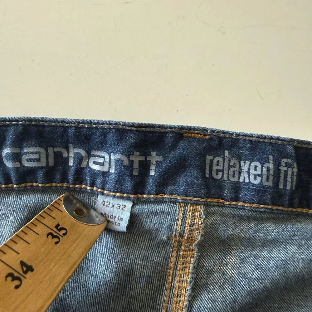 Carhartt Mens 42 x 32 Relaxed Fit Carpenter Jeans Blue Denim Utility 102808-498